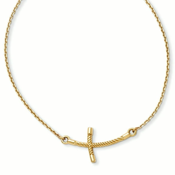 Women's Fine 14k Yellow Gold Sideways Pendant Journey Necklace Made in USA Women's Fine 14k Yellow Gold Sideways Pendant Journey Necklace Made in USA